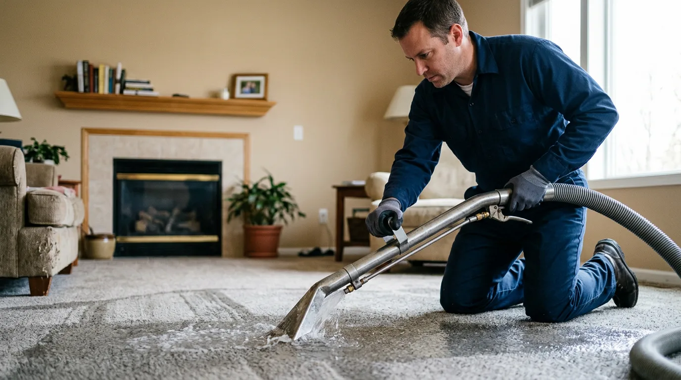 Water damage restoration technician working near Miltonvale, KS